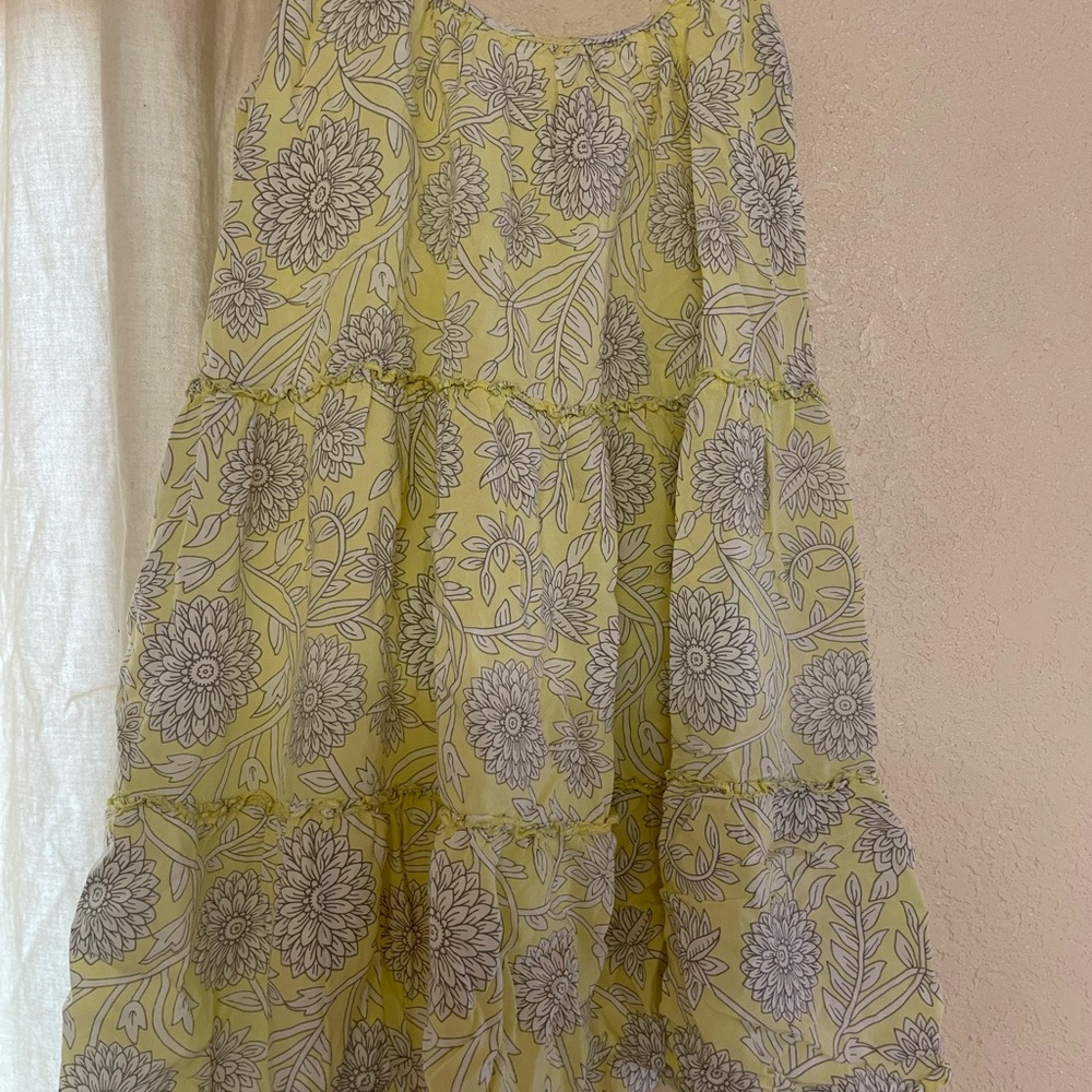 Elan Yellow and Gray Floral Maxi Skirt